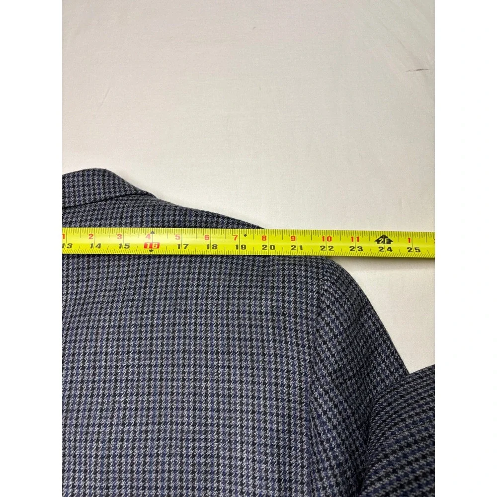 Lauren Ralph Lauren Mens 48R 100% Wool Houndstooth Sport Coat Blazer Blue Grey